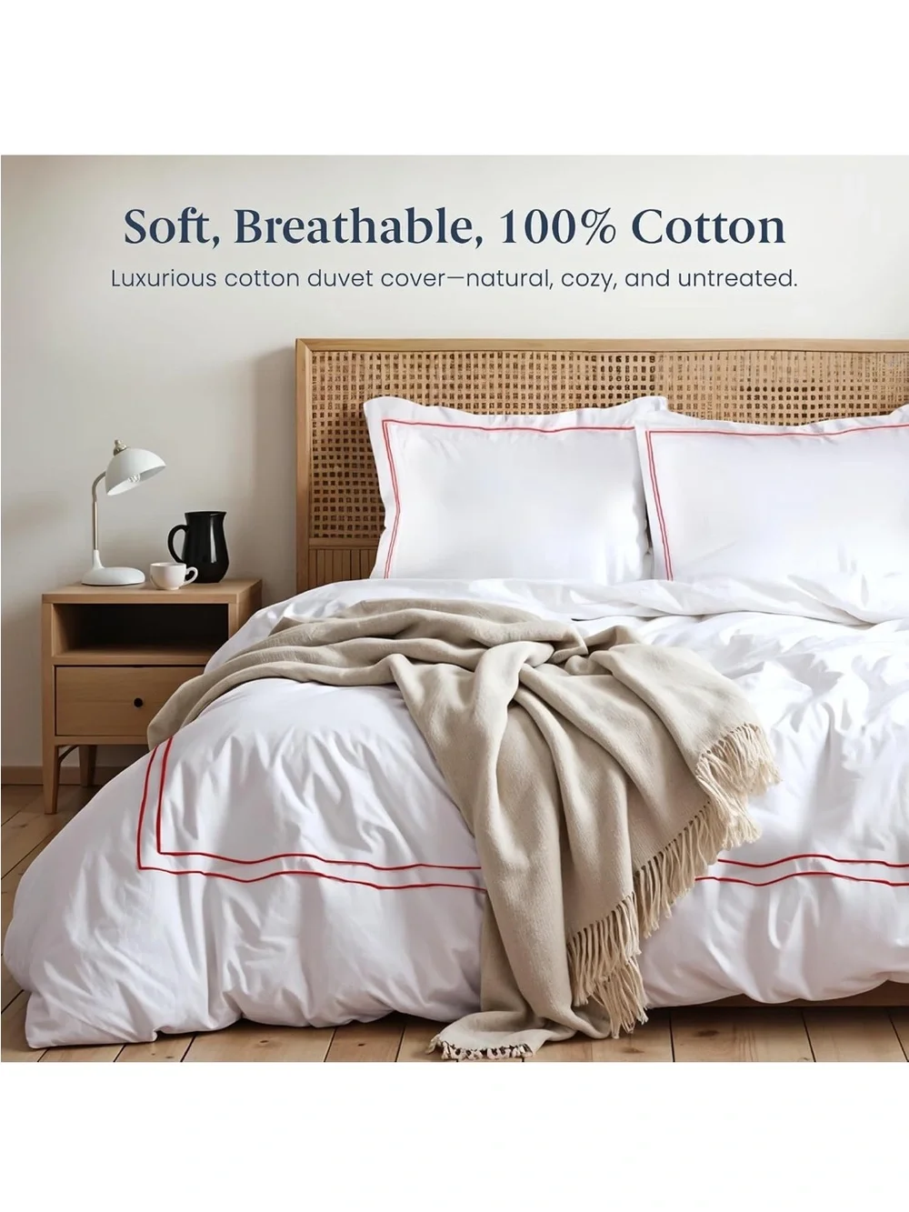 NEW Ella Jayne Duvet Cover Queen 100% Cotton Percale Set. Red Design 3 Pcs